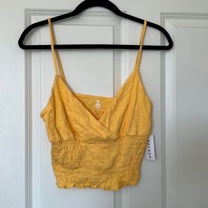 Yellow crop top rutched